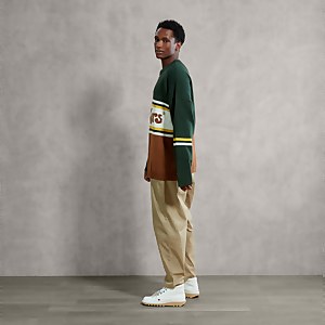 Adult Unisex Logo Knit Jumper Green/Brown - L