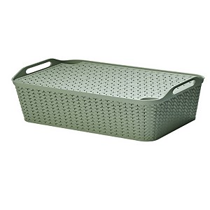 Shallow Urban Storage Basket with Lid - Green