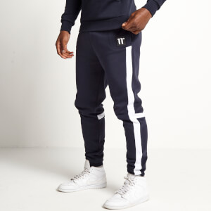 11 Degrees Cut and Sew Regular Fit Joggers - Navy/White