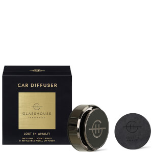 Glasshouse Fragrances Black Car Diffuser - Lost in Amalfi with 1 Replacement Scent Disk