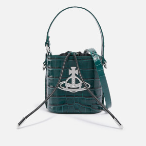 Vivienne Westwood Daisy Drawstring Croc-Effect Leather Bag
