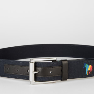 PS Paul Smith Zebra Leather Trimmed Canvas Belt