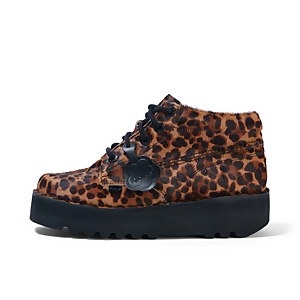 Adult Adult Women's Kick Hi Stack Leather Leopard - 8