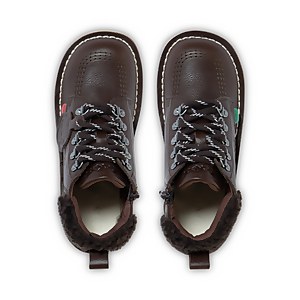Junior Boys Kick Hi Winter Leather Dark Brown