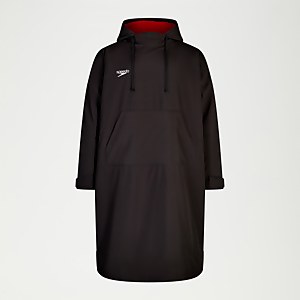 Adult Long Sleeve Poncho Black/Red