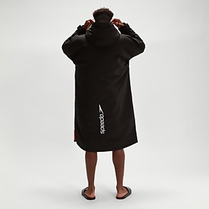 Adult Long Sleeve Poncho Black/Red