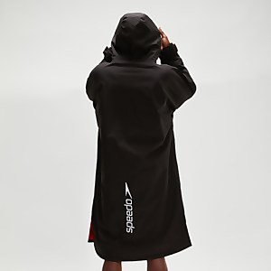 Adult Long Sleeve Poncho Black/Red