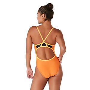 Girls Solid Flyback One Piece Orange