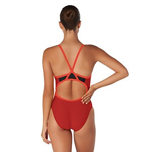 Girls Solid Flyback One Piece Red