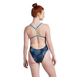 Women's Printed T-Back One Piece Navy