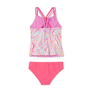 Girl's Printed Two Piece Tankini Set Pink