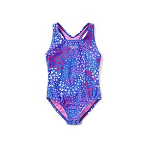 Girls Racerback Printed One Piece Swimsuit - Purple | Size 10