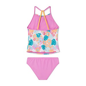 Ensemble tankini à col montant à motif imprimé pour filles, violet