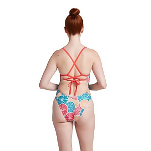 Women's Printed Double Lace Back One Piece Pink