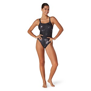 Monopièce à motif imprimé Volt Back pour femmes, noir