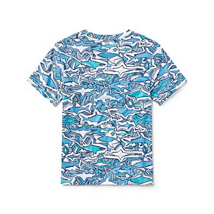 Boy's Short Sleeve Shark Chalk Swim Shirt Blue