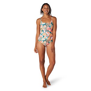 Women's Printed Double Cross Back One Piece Blue