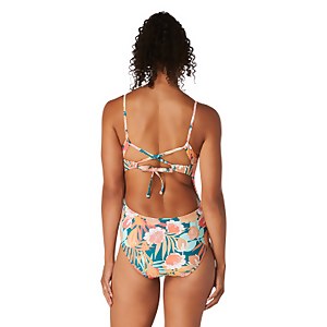 Women's Printed Double Cross Back One Piece Blue