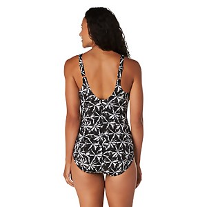 Women's Tie-Dye Printed Sweetheart Neck Adjustable Strap One Piece Swimsuit Black