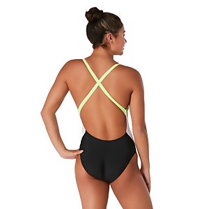 Women's Colorblock Relay Back with Shelf Bra One Piece Black
