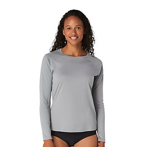Women's Solid Heather Long Sleeve Crew Neck Rashguard - Gray | Size M