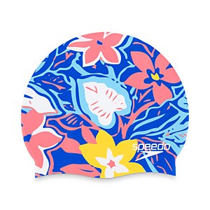 Elastomeric Printed Cap - Floral Blue Peach | One Size