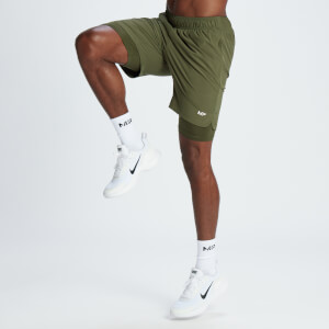 MP muške tkane kratke hlače za trening 2-u-1 – maslinasto zelena