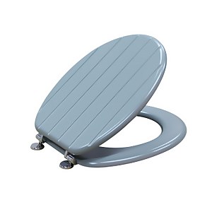 Homebase Wooden Classic Tongue Groove Toilet Seat Grey