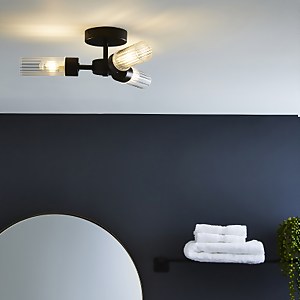 Ottawa 3lt Black IP44 Bathroom Flush Ceiling Light