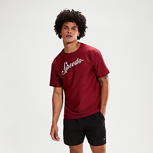Bedrucktes, kurzärmeliges Schwimmtop für Herren Weinrot - XS