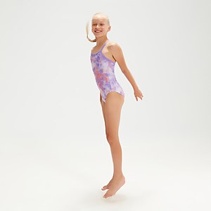 Girls' Thinstrap Muscleback Swimsuit Lilac/White