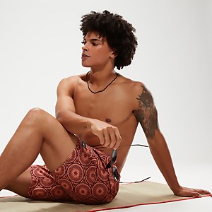 Bedruckte Leisure 45 cm Schwimmshorts für Herren Orange/Weinrot