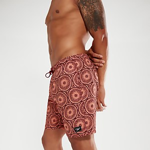Bedruckte Leisure 45 cm Schwimmshorts für Herren Orange/Weinrot