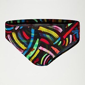 Slip de bain Garçon Brushstrokes 6,5 cm noir/jaune