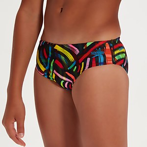 Slip de bain Garçon Brushstrokes 6,5 cm noir/jaune
