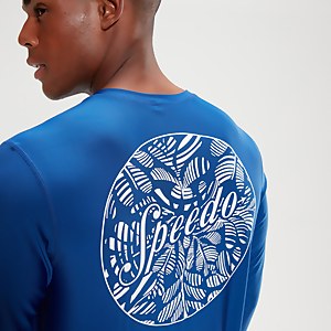 Haut de bain Homme imprimé manches longues bleu/blanc