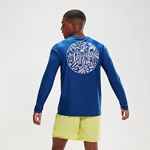 Haut de bain Homme imprimé manches longues bleu/blanc