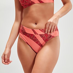 Bikini triangle Femme à bande imprimée sang de bœuf/corail
