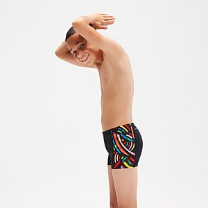 Boxer de bain Garçon Tech Panel noir/orange