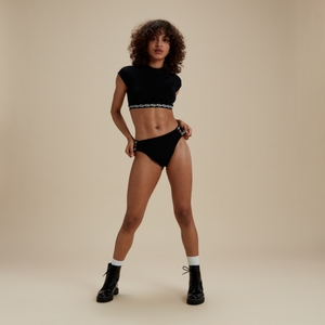 Women's FLU3NTE Solid Logo Bikini Crop Top Black