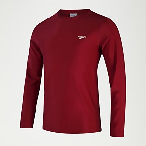 Bedrucktes, langärmeliges Schwimmtop für Herren Weinrot