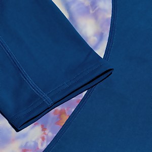 Haut Rash imprimé Femme à manches longues bleu/corail
