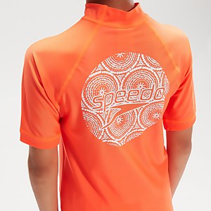 Boys' Printed Short Sleeve Rash Top Orange