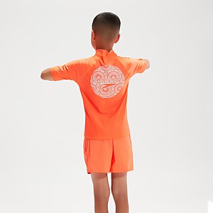 Boys' Printed Short Sleeve Rash Top Orange