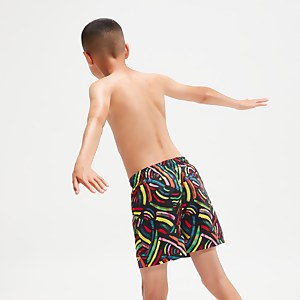Short de bain Garçon 33 cm noir/orange
