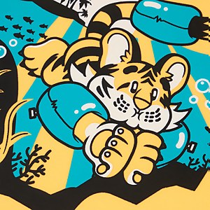 Gilet de flottaison Bébé Learn to Swim Aanadi le bébé tigre du Bengale orange