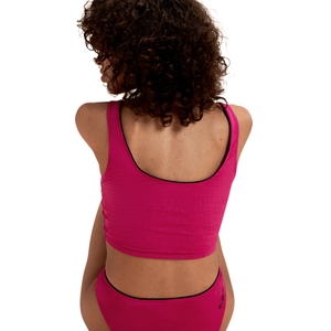 Women's Flu3nte Embossed Solid Crop Top Pink