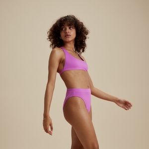 FLU3NTE Bikinihose mit hoher Taille Violett - L