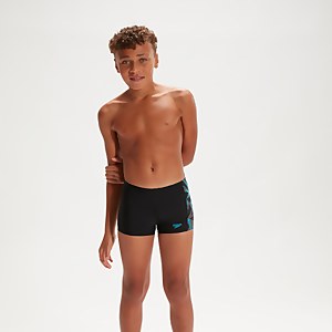 Boxer de bain Garçon HyperBoom Panel noir/bleu - 7-8