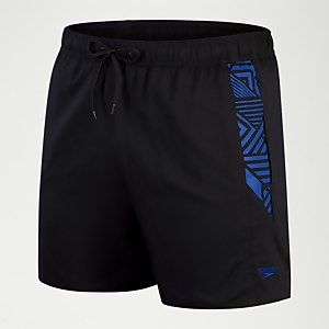 Bedruckte 40 cm Sport-Schwimmshorts für Herren Schwarz/Blau